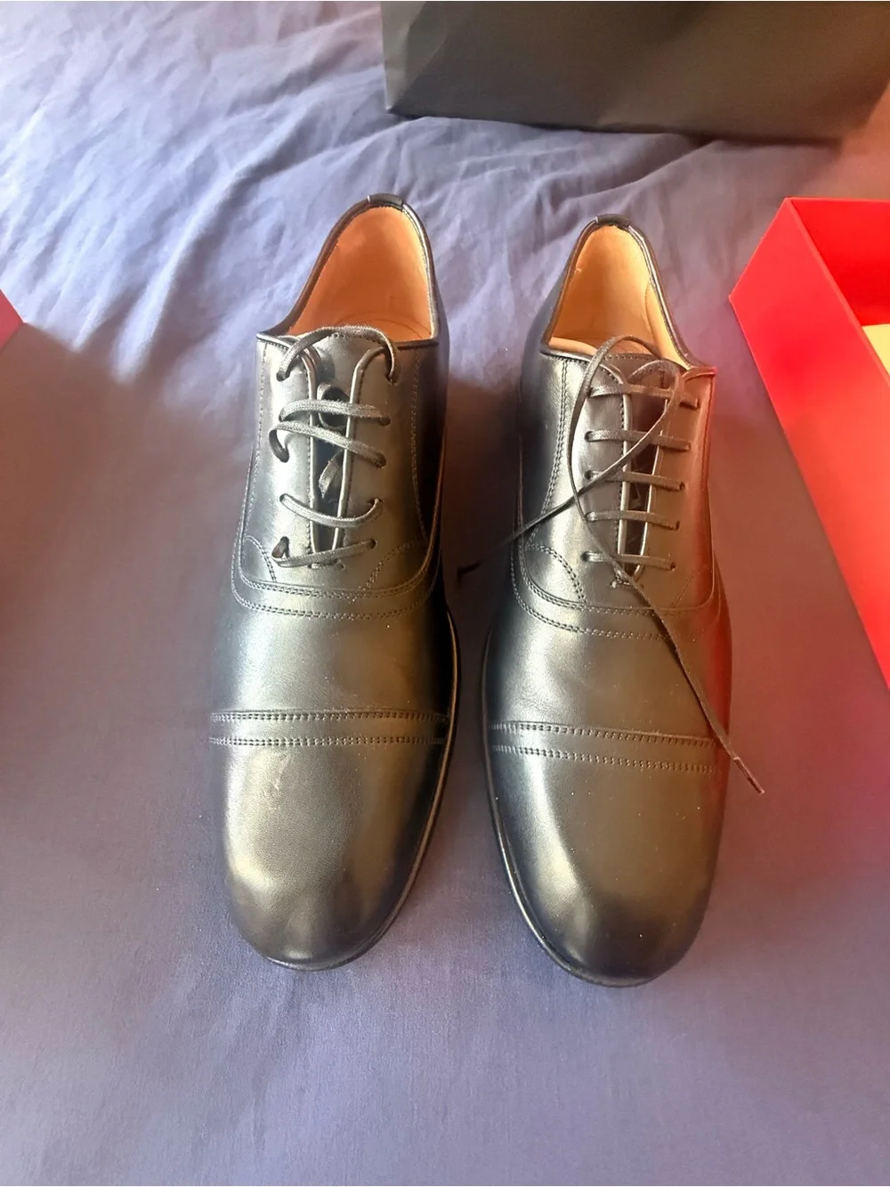 Brand new never worn Salvatore Ferragamo Black Leather Cap-Toe Oxfords